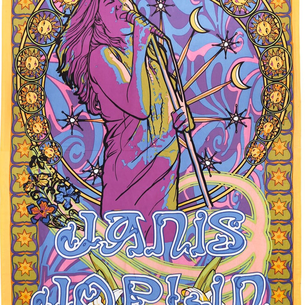 Janis Joplin Tapestry ~ 60" x 90" ~ Complete w/Corner Loops ~ Brand New!